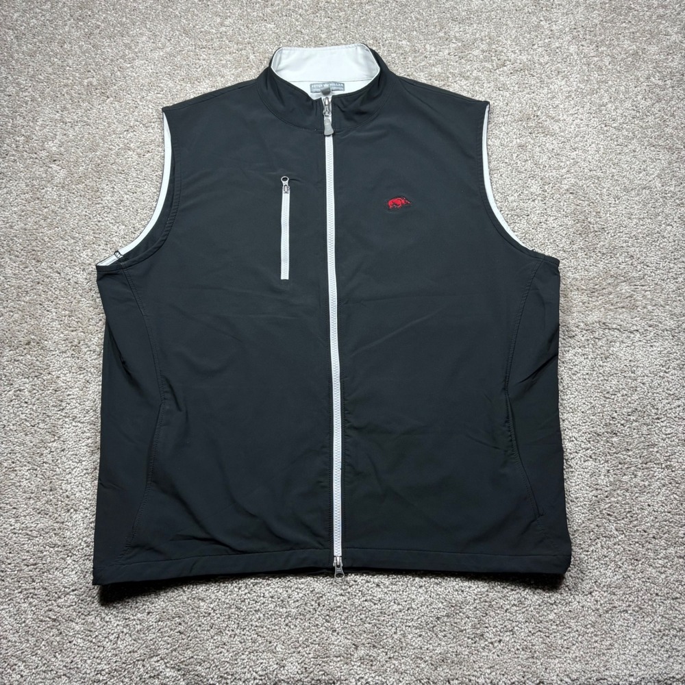 Peter Millar Mens XL Black Arkansas Razorbacks Wind Golf Vest MS15EZ27